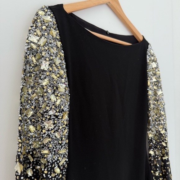 Vintage Randi Rahm black dress with metallic sequin bell sleeves - Small - Picture 5 of 8
